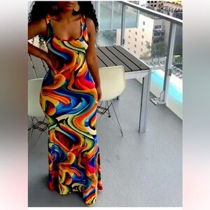 Boho sleeveless summer maxi dress.